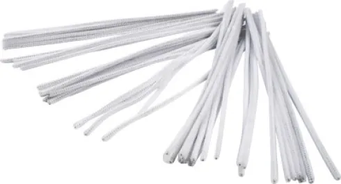 Chenille Piberensere - L 30 CM - Tykkelse 6 MM - Hvid - 50 Stk