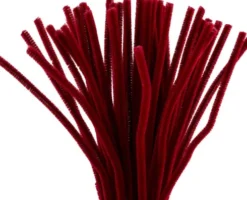 Chenille Piberensere - L 30 CM - Tykkelse 6 MM - Mørk Rød - 50 Stk