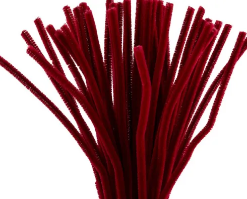 Chenille Piberensere - L 30 CM - Tykkelse 6 MM - Mørk Rød - 50 Stk