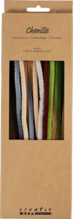 Chenille Piberensere - L 30 CM - Tykkelse 6 MM - Natur - 25 Stk