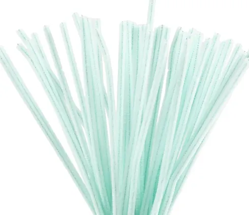 Chenille Piberensere - L 30 CM - Tykkelse 6 MM - Lys Turkis - 50 Stk