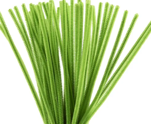 Chenille Piberensere - L 30 CM - Tykkelse 6 MM - Løvgrøn - 50 Stk