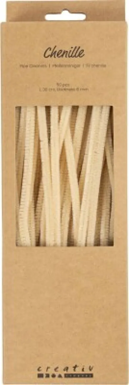 Chenille Piberensere - L 30 CM - Tykkelse 6 MM - Beige - 50 Stk