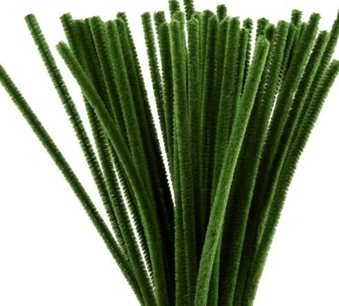 Chenille Piberensere - L 30 CM - Tykkelse 6 MM - Grangrøn - 50 Stk