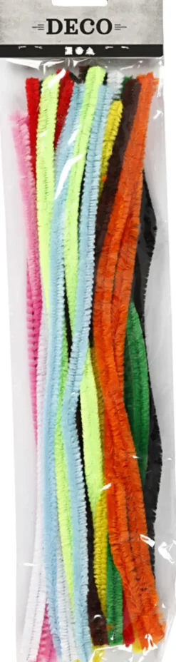 Chenille Piberensere - L 30 CM - Tykkelse 9 MM - Assorterede Farver - 25 Stk