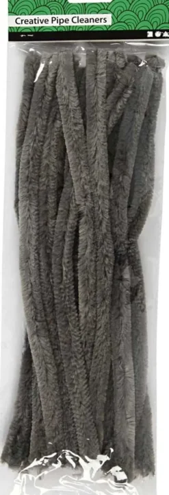 Chenille Piberensere - L 30 CM - Tykkelse 15 MM - Grå - 15 Stk