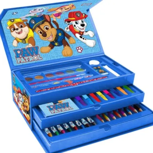 Coloring Case - Paw Patrol - Set 52Pcs In Paper Toolbox With Handle