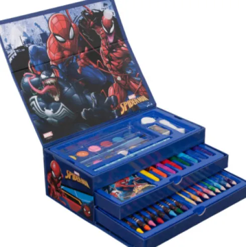 Coloring Case - Spiderman - Set 52Pcs In Paper Toolbox With Handle