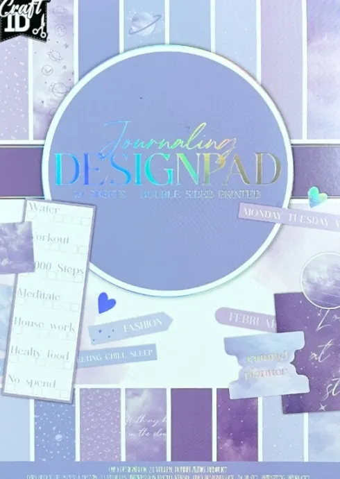 Craft Id - Journaling Designpapir Blok - A5 - 24 Ark - Lilla