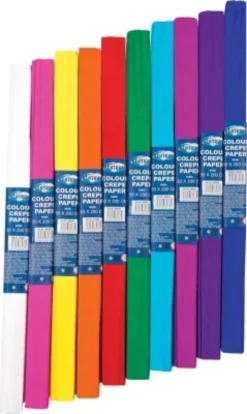 Crepe Papir 50 CM X 2 M - Assorterede 10 Ruller - Centrum