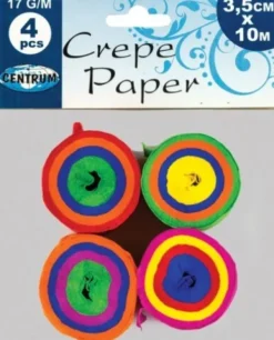 Crepepapir I Rulle 4 Rll Assorterede 3,5 CM X 10 M - Centrum