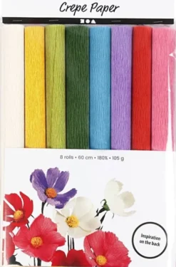 Crepepapir Til DIY Blomster - 8 Ruller - 60 CM
