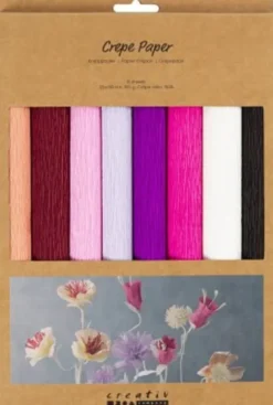 Crepepapir - 25X60 CM - Stræk/Crepe 180% - 105 G - Lilla/Pink Harmoni