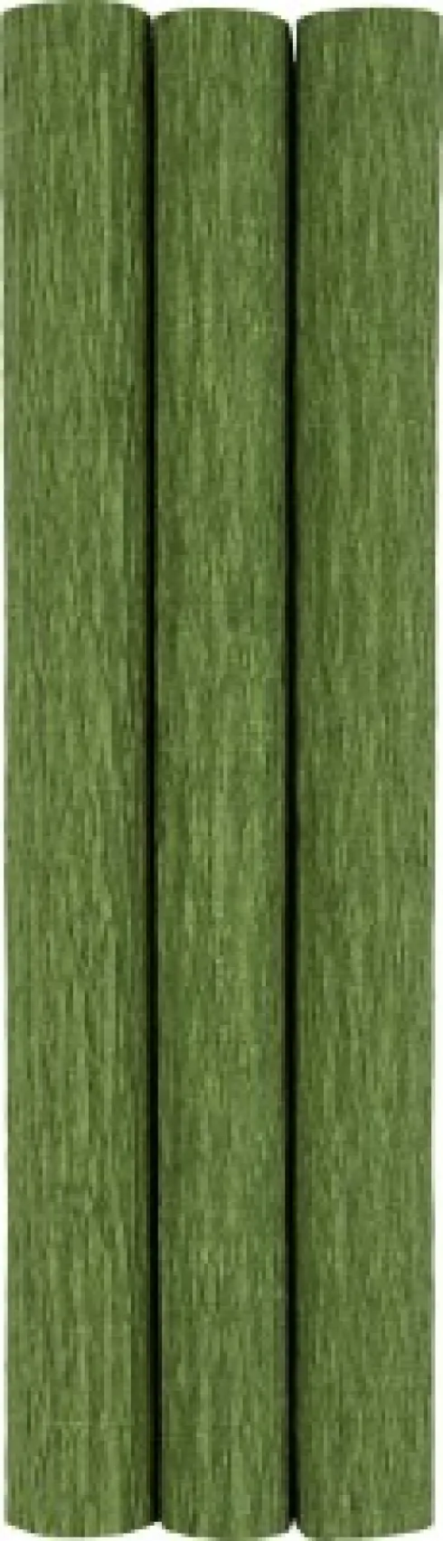 Crepepapir - 25X60 CM - Stræk/Crepe 180% - 105 G - Løvgrøn - 3 Ark