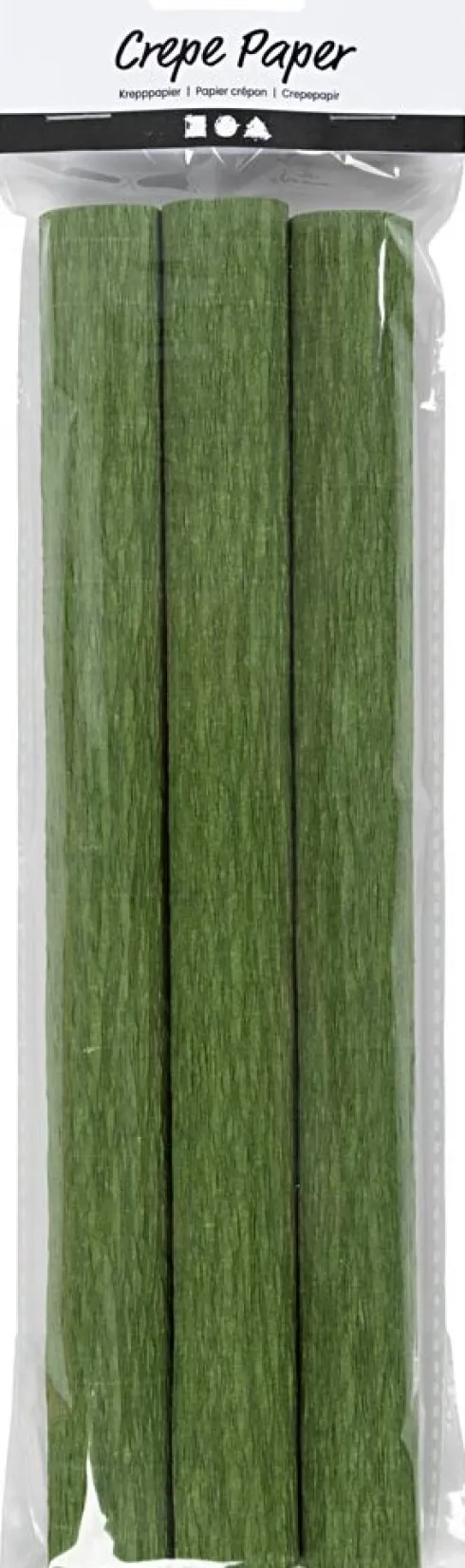 Crepepapir - 25X60 CM - Stræk/Crepe 180% - 105 G - Løvgrøn - 3 Ark