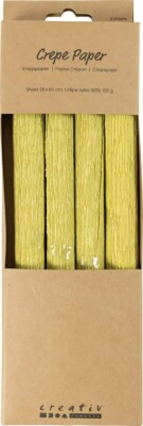 Crepepapir - 25X60 CM - Stræk/Crepe 180% - 105 G - Lys Grøn - 4Ark