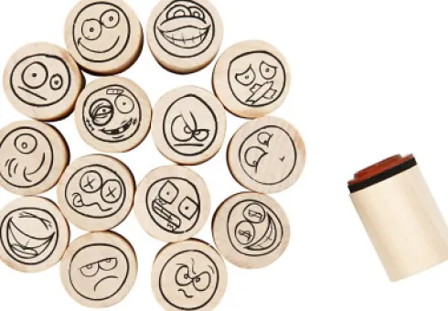 Deco Art Stempelsæt - Smiley - H 26 MM - Ø 20 MM - 15 Stk