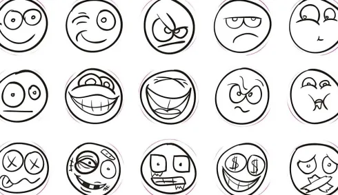 Deco Art Stempelsæt - Smiley - H 26 MM - Ø 20 MM - 15 Stk