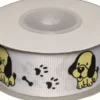 Dekobånd Hvid M/Hunde 25Mm 10M - Polyester