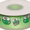 Dekobånd Lime M/Frøer 25Mm 10M - Polyester