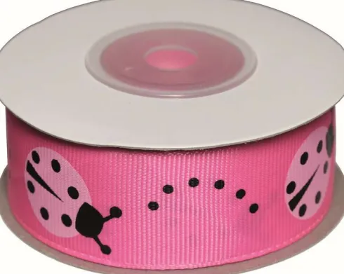 Dekobånd Pink M/Mariehøns 25Mm 10M - Polyester