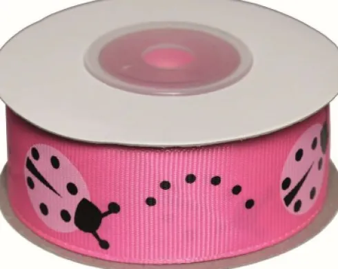 Dekobånd Pink M/Mariehøns 25Mm 10M - Polyester