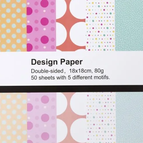 Designpapir - Ark 18X18 CM - Prikker - 80 G - 50 Ark