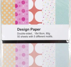 Designpapir - Ark 18X18 CM - Prikker - 80 G - 50 Ark