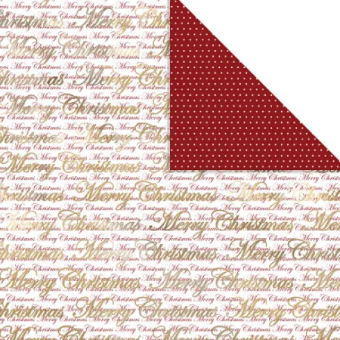 Designpapir - Glædelig Jul Og Prikker - 30,5X30,5 CM - 180 G - Guld - 3 Ark