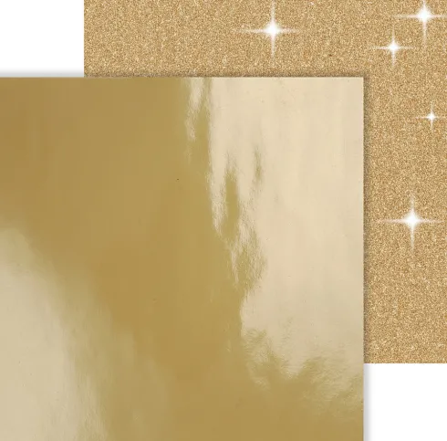 Designpapir - Glimmer - 30,5X30,5 CM - 120+128 G - Guld - 2 Ark