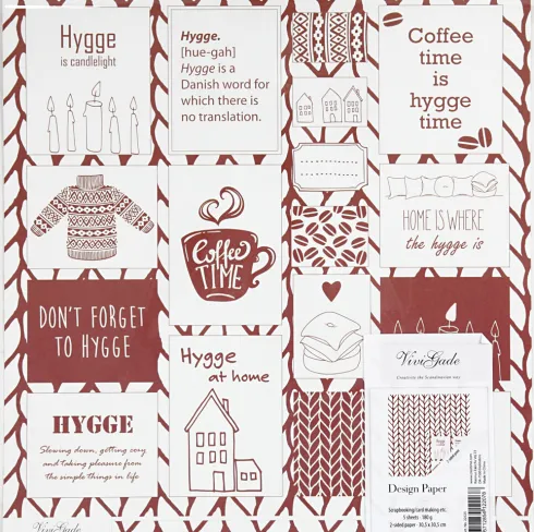 Designpapir - Hygge Og Strik - 30,5X30,5 CM - 180 G - 5 Ark