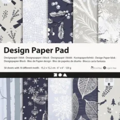 Designpapir I Blok - 15,2X15,2 CM - 120 G - Blå Grå - 50 Ark
