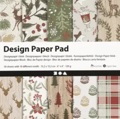Designpapir I Blok - 15,2X15,2 CM - 120 G - Brun - Rød - 50 Ark