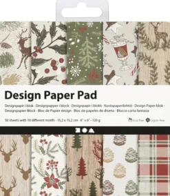 Designpapir I Blok - 15,2X15,2 CM - 120 G - Brun - Rød - 50 Ark