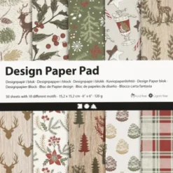 Designpapir I Blok - 15,2X15,2 CM - 120 G - Brun - Rød - 50 Ark