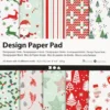 Designpapir I Blok - 15,2X15,2 CM - 120 G - Grøn Rød - Hvid - 50 Ark