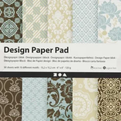 Designpapir I Blok - 15,2X15,2 CM - 120 G - Lyseblå - Brun - 50 Ark