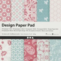 Designpapir I Blok - 15,2X15,2 CM - 120 G - Rosa - 50 Ark