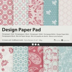 Designpapir I Blok - 15,2X15,2 CM - 120 G - Rosa - 50 Ark