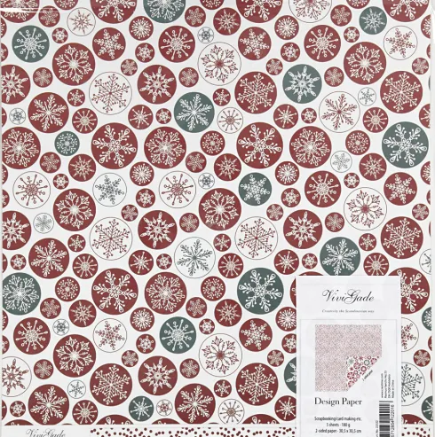 Designpapir - Iskrystaller Og Prikker - 30,5X30,5 CM - 180 G - 5 Ark