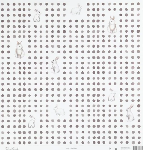 Designpapir - Kaniner - 30,5X30,5 CM - 180 G - Grå Hvid - 5 Ark