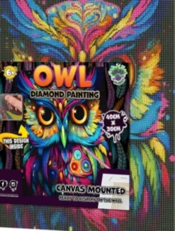 Diamond Art Painting Kit På Lærred - 30X40 CM - Ugle - Splat