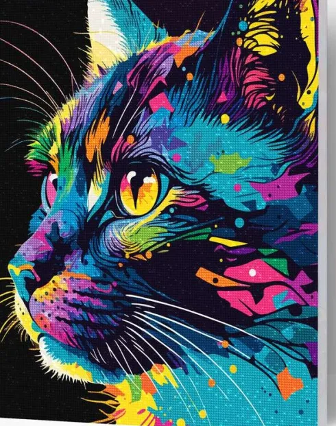 Diamond Art Painting Kit På Lærred - 30X40 CM - Kat - Ny - Splat