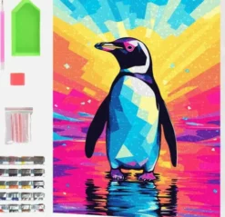 Diamond Art Painting Kit På Lærred - 30X40 CM - Pingvin - Splat
