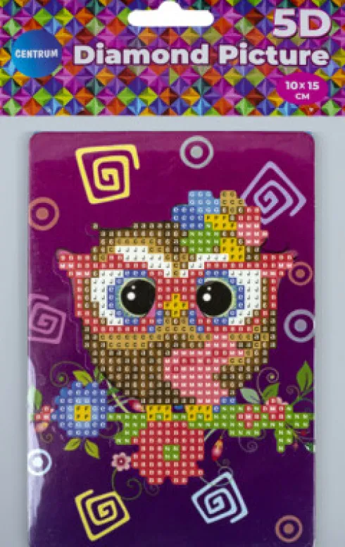 Diamond Painting - 5D - 10X15 CM - Med Staffeli - Ugle