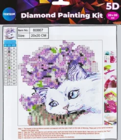 Diamond Painting Kit - 5D - 20X20 CM - Kat