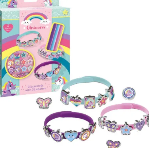 DIY Armbånd - Unicorn - 3 Arnbånd Og 18 Charms