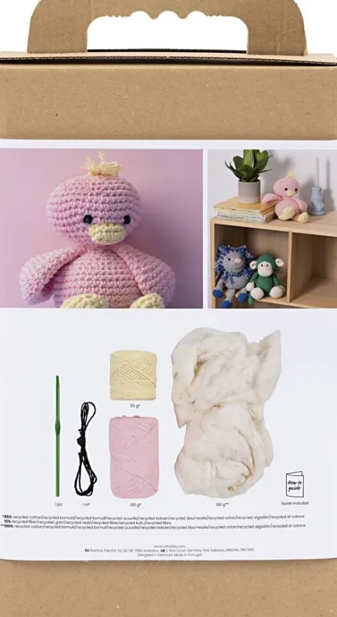 DIY Kit Amigurumi - Ælling - Lys Pink - Lys Gul