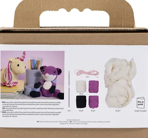 DIY Kit Amigurumi - Ræv - Sort - Blomme