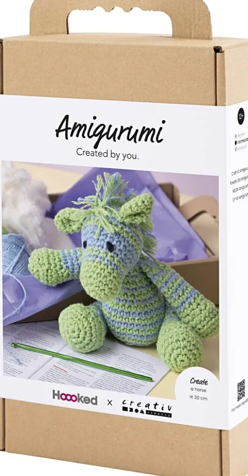 DIY Kit Amigurumi - Zebra - Lys Blå - Lys Grøn